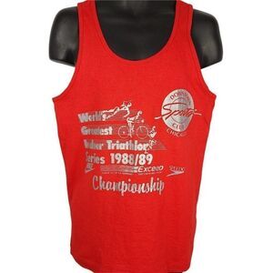 Indoor Triathlon Tank Top Vintage 80s Downtown Sports Club Chicago Mens Size Med